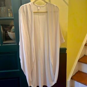 Long white large cardigan